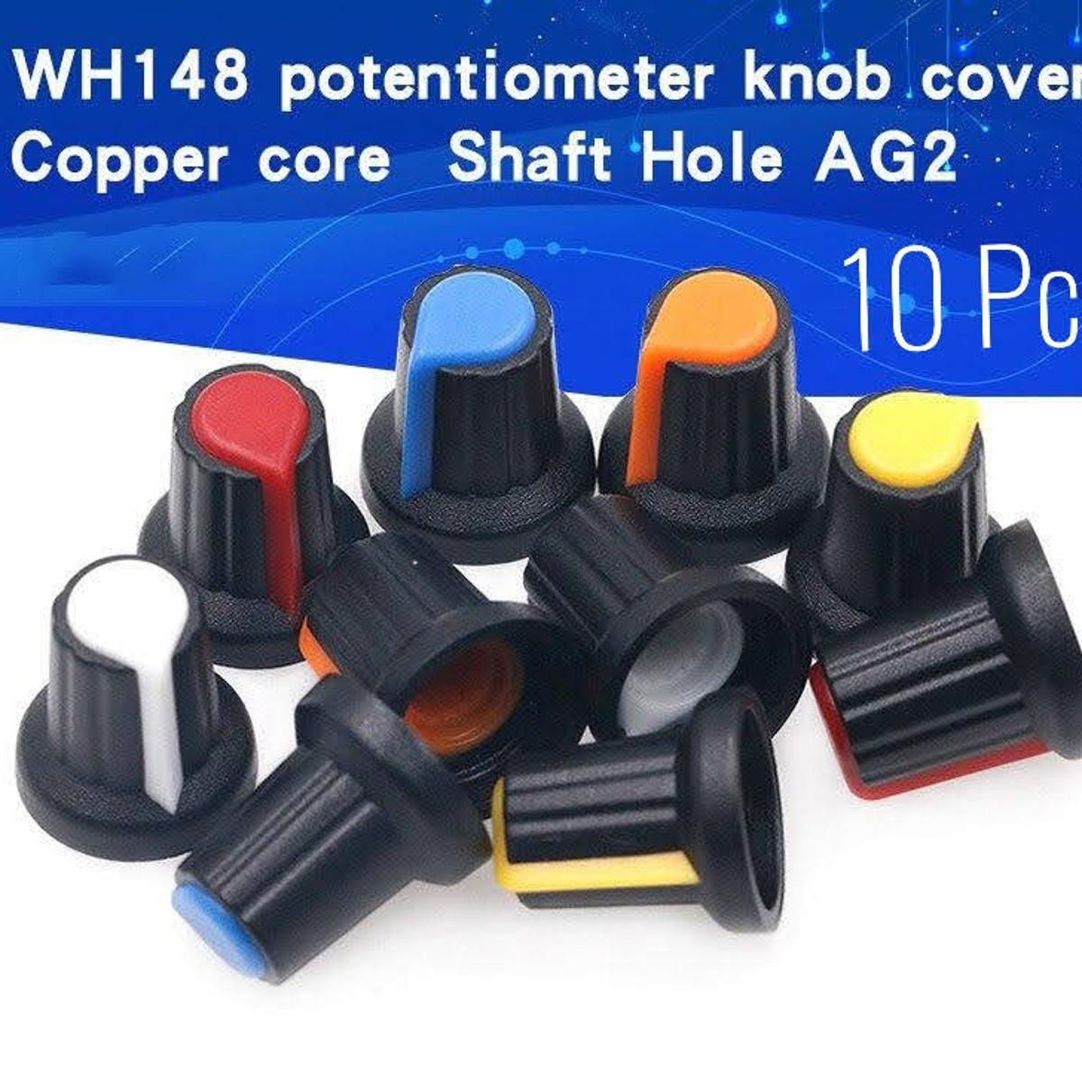 Picture of Shaft Hole Plastic Potentiometer Amplifier Knob 6mm Sound Cap Volume Control WH148 - 10pcs