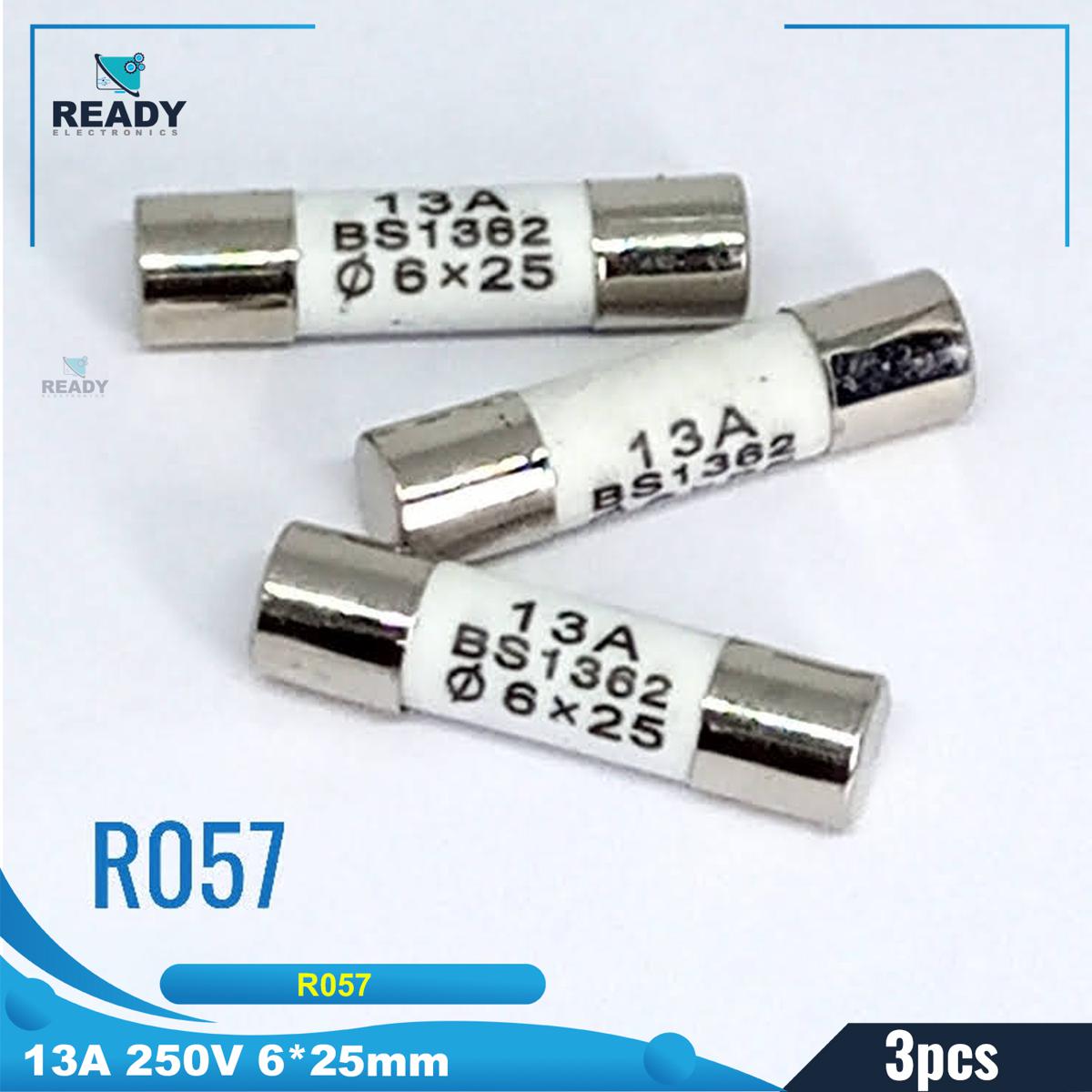 Picture of 13A 250V Ceramic FUSE 6x25mm Model R057 RO57 BS1362- 3pcs
