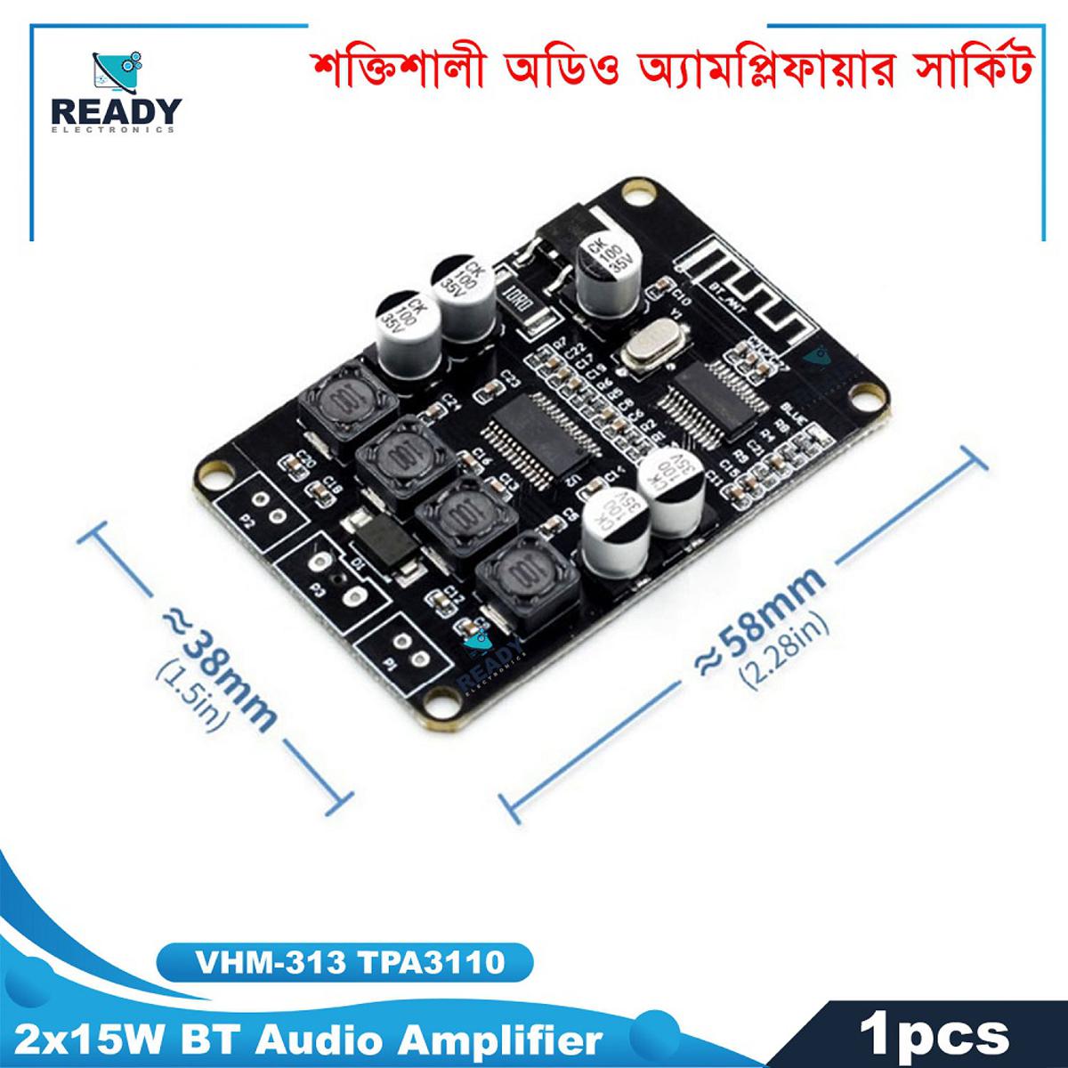 Picture of VHM-313 TPA3110 Dual Channel 2x15W Wireless Audio Power Amplifier Board