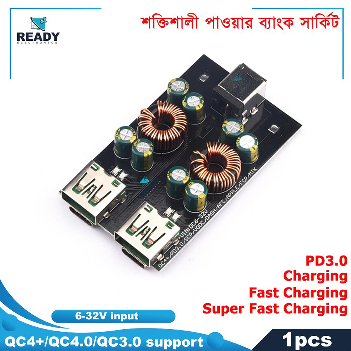 Picture of DC 6V-32V SW3518S 2 Way USB PD3.0 Phone Fast Charging Power Step-down Module USB PD3.0 (PPS) support Qualcomm QC4+/QC4.0/QC3.0 support