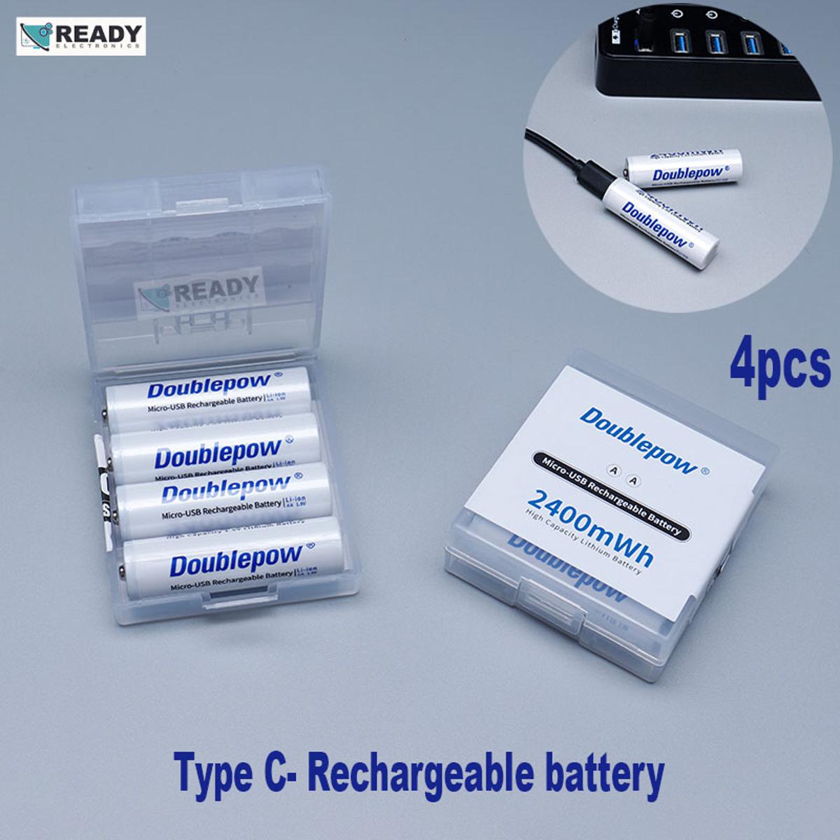 Picture of DOUBLEPOW 1.5V 2400mWh Size AA Double lithium ion rechargeable battery cell- Type C System 4pcs