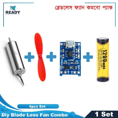 Picture of Diy Blade Less Fan Combo Pack (Motor+Fan+Charger+Battery)- 4Pcs Set - Battery