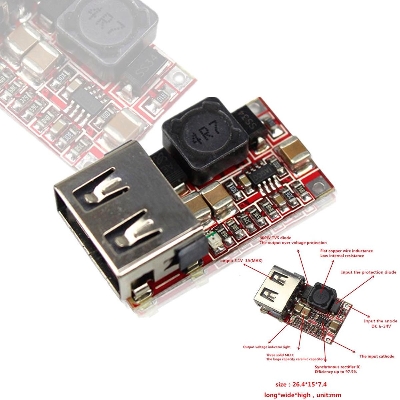 Picture of DC 6-24V 12V/24v to 5V 3A MAX USB Output Charger Step Down Power Module Mini DC-DC Buck Converter