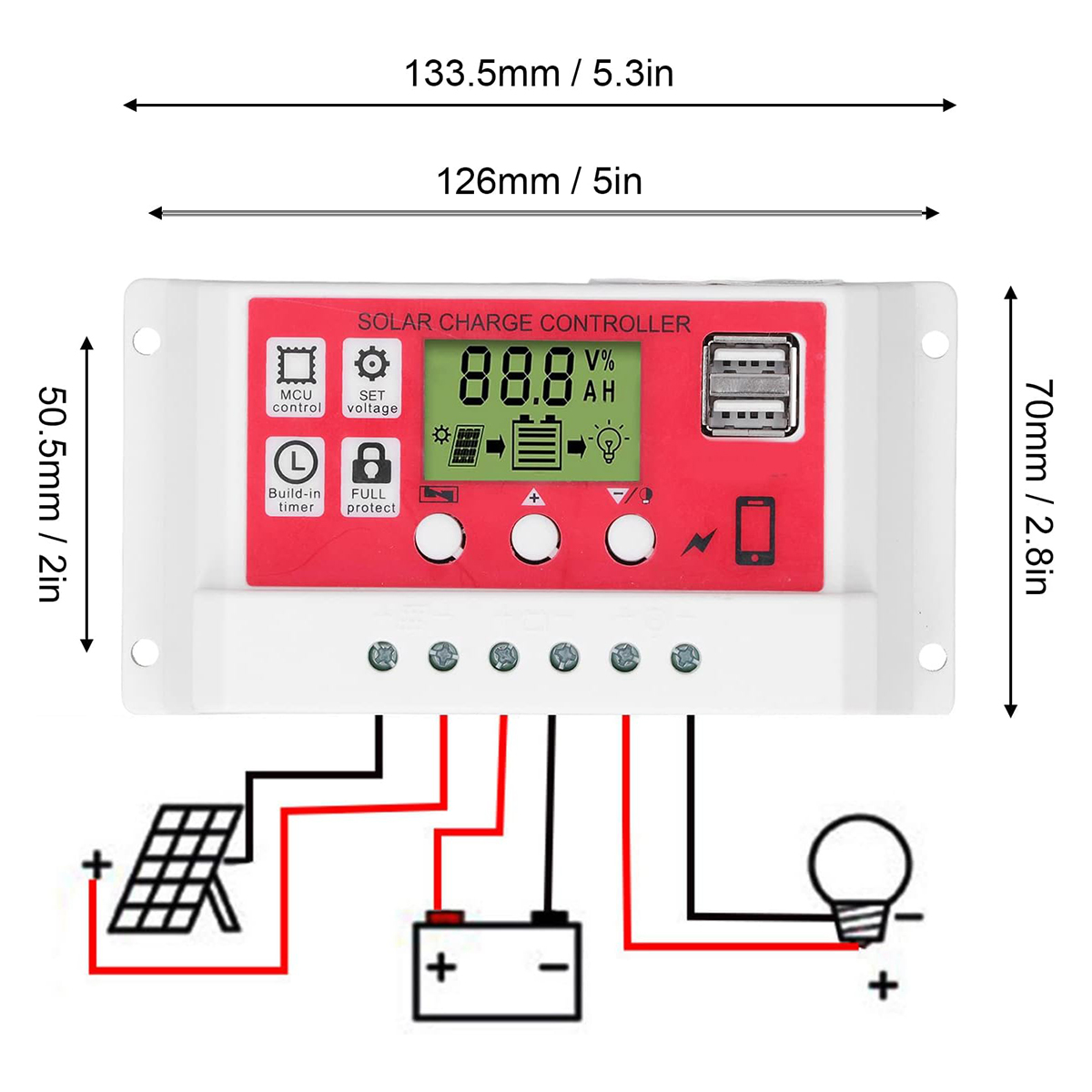 Picture of Efficient 10A Solar Charge Controller 120W - Equipped with LCD Display and MCU Control - Suitable for 12V 10A Solar Systems Picture of Efficient 10A Solar Charge Controller 120W - Equipped with LCD Display and MCU Control - Suitable for 12V 10A Solar Systems