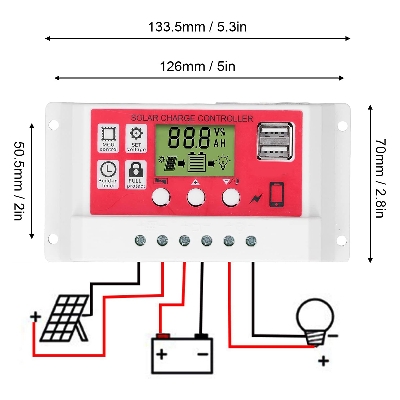 Picture of Efficient 10A Solar Charge Controller 120W - Equipped with LCD Display and MCU Control - Suitable for 12V 10A Solar Systems Picture of Efficient 10A Solar Charge Controller 120W - Equipped with LCD Display and MCU Control - Suitable for 12V 10A Solar Systems