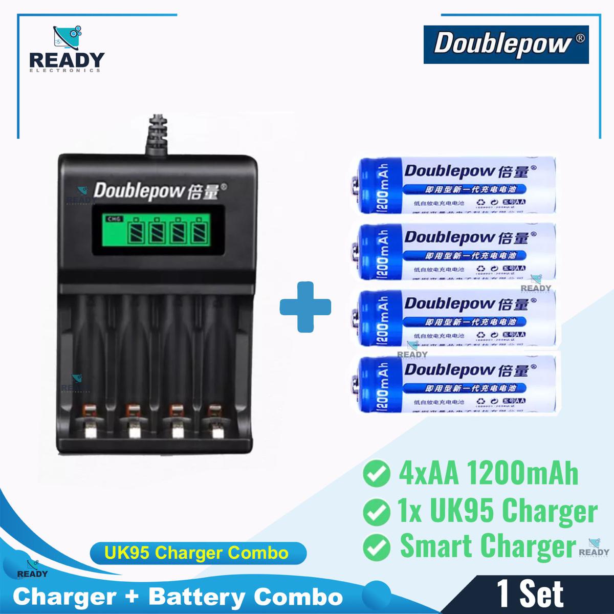 Picture of Doublepow UK95 Universal 4 Slot 1.2v Fast Charger and Battery Combo Pack- UK95+AA 1200mAh