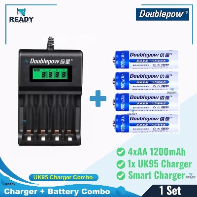 Picture of Doublepow UK95 Universal 4 Slot 1.2v Fast Charger and Battery Combo Pack- UK95+AA 1200mAh