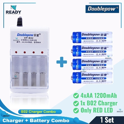 Picture of Doublepow B02 Universal 4 Slot 1.2v Charger and Battery Combo Pack- B02+AA 1200mAh Picture of Doublepow B02 Universal 4 Slot 1.2v Charger and Battery Combo Pack- B02+AA 1200mAh