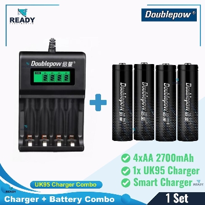 Picture of Doublepow UK95 Universal 4 Slot 1.2v Fast Charger and Battery Combo Pack- UK95+AA 2700mAh