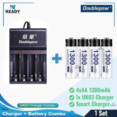 Picture of Doublepow UK83 4 slot USB Intelligent Quick Battery Charger with Doublepow AA Battery- UK83+AA1300mAh
