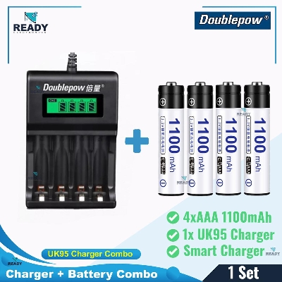 Picture of Doublepow UK95 Universal 4 Slot 1.2v Fast Charger and Battery Combo Pack- UK95+AAA 1100mAh