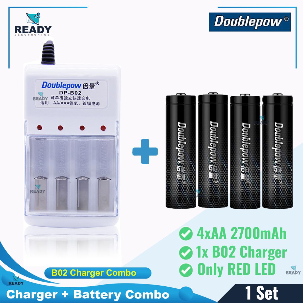 Picture of Doublepow B02 Universal 4 Slot 1.2v Charger and Battery Combo Pack- B02+AA 2700mAh