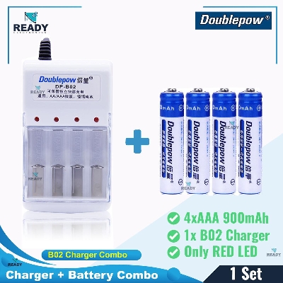 Picture of Doublepow B02 Charger and Doublepow AAA Ni-Mh Battery 1.2V 900mAh LSD AAA NiMh Rechargeable Battery- B02+ 4pcs AAA 900mAh