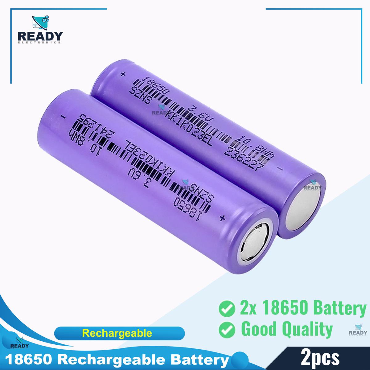 Picture of High Capacity 18650 INR 3.7V 3C Power battery Discharge Rate Rechargeable 18650 batteries cells- 2pcs