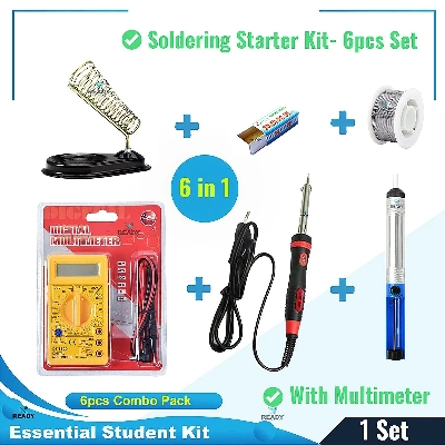 Picture of Students Essential Soldering Kits- 60W Soldering iron Combo with Multimeter - 6pcs Set with Multimeter Picture of Students Essential Soldering Kits- 60W Soldering iron Combo with Multimeter - 6pcs Set with Multimeter