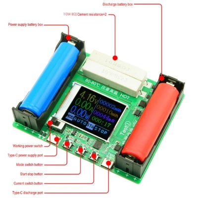 Picture of LCD Display Battery Capacity Tester MAh MWh 18650 Lithium Battery Digital Measurement Lithium Battery Power Detector Module