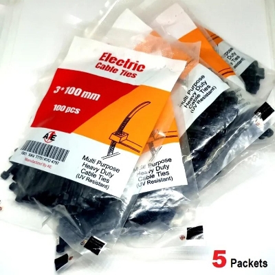 Picture of 4 inch Cable Ties (3x100mm) Black Cable Tie - 5packets (500ps)
