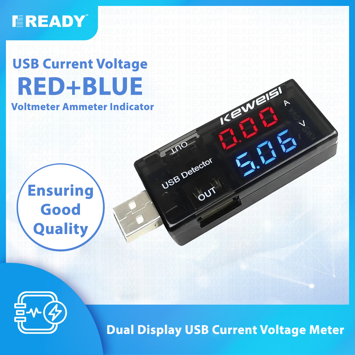 Picture of KEWEISI USB Tester Dual USB Voltage and Ampere Charger Detector Double USB for Output 3-9V 0.1-3A USB Tester