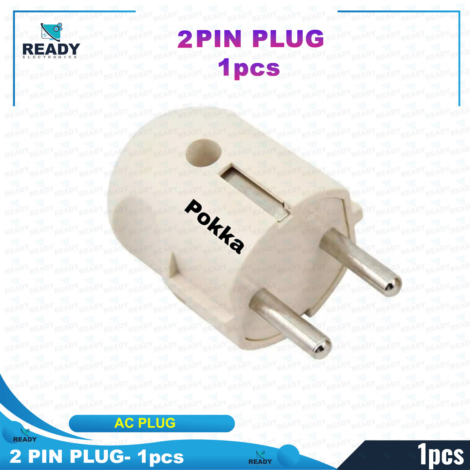 Picture of 2 Pin Round Plug, Round 2 Pin Power Cord Connector Electrical Plug- (1pcs)