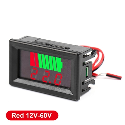 Picture of Battery Charge Level Indicator 12V 24V 36V 48V 60V 72V Battery Capacity Meter Tester Display LED Tester Voltmeter 0.56'' Red Blue LCD Digital Voltmeter Tester