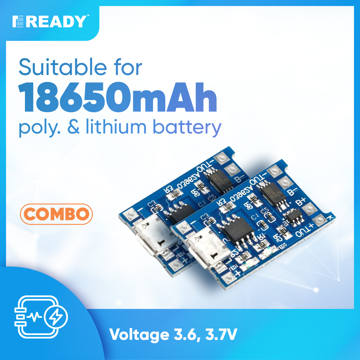 Picture of Micro USB 5V 1A TP4056 Lithium Battery Charger Module Charging Board With Protection Dual Functions 1A Li-ion for arduino ( 2pcs COMBO)