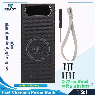 Picture of Power Bank Shell, 16 x 18650 Battery Power Bank Case DIY Kit, 22.5 W Fast Charge and 15 W Wireless Charging, with LCD Display, Supports Micro/Type C/USB