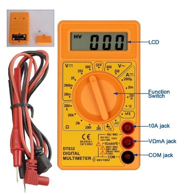 Picture of Dt830D Dt-830D 830D Mini Digital Multimeters Voltmeter Voltage Ammeter Ampere Ohm Meter Test Probe Dc Ac Lcd Display Ac 750V Dc 1000V Buzzer Overload Protection Square Wave Output Digital Multimeter