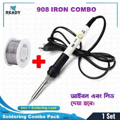 Picture of 60W Soldering Iron XCY 908 Adjustable 200-450 Degree celsius Temperature Control Hand tools High Insulated With 1 Free item - Combo Offer
