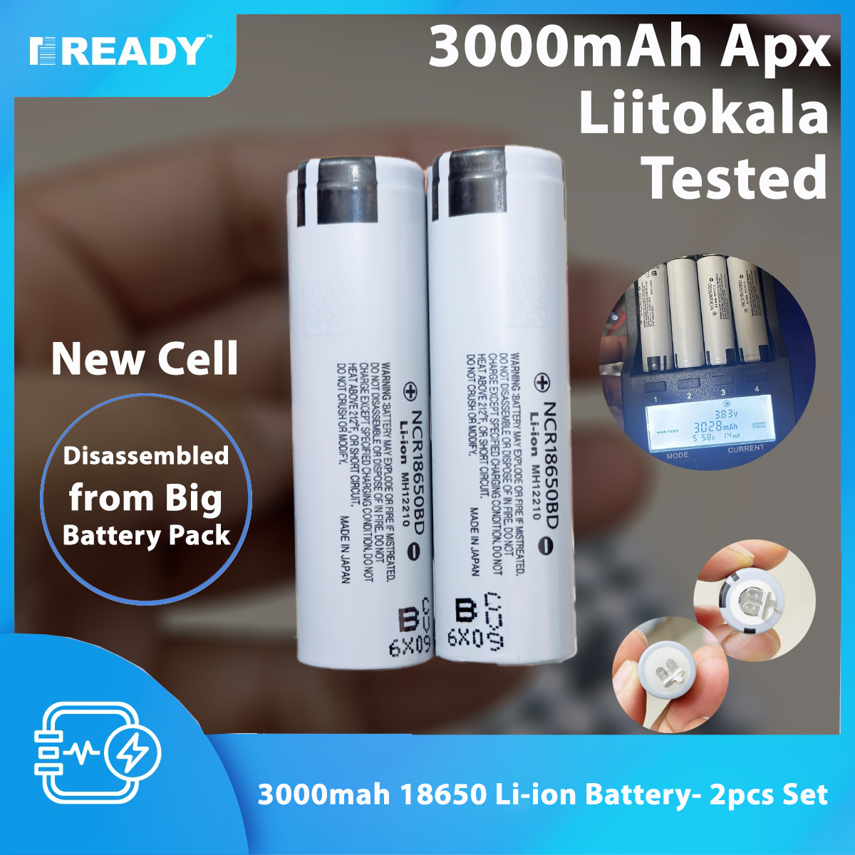 Picture of REAL CAPACITY 3.7V 30000mah 18650 Li Ion Rechargeable Battery 5C Discharge Rate Li-ion Battery For Power Tools- 2pcs Picture of REAL CAPACITY 3.7V 30000mah 18650 Li Ion Rechargeable Battery 5C Discharge Rate Li-ion Battery For Power Tools- 2pcs