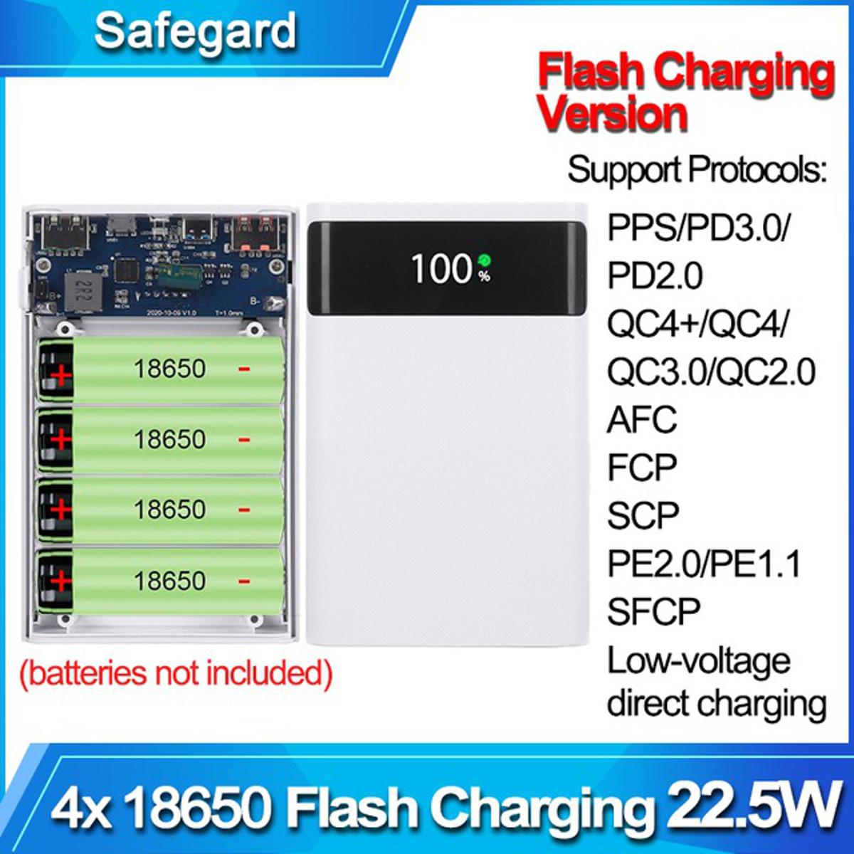 Picture of DIY Micro USB Type C Power Bank Shell 5V DIY 4*18650 Case Battery Charge Storage Box Without Battery- White