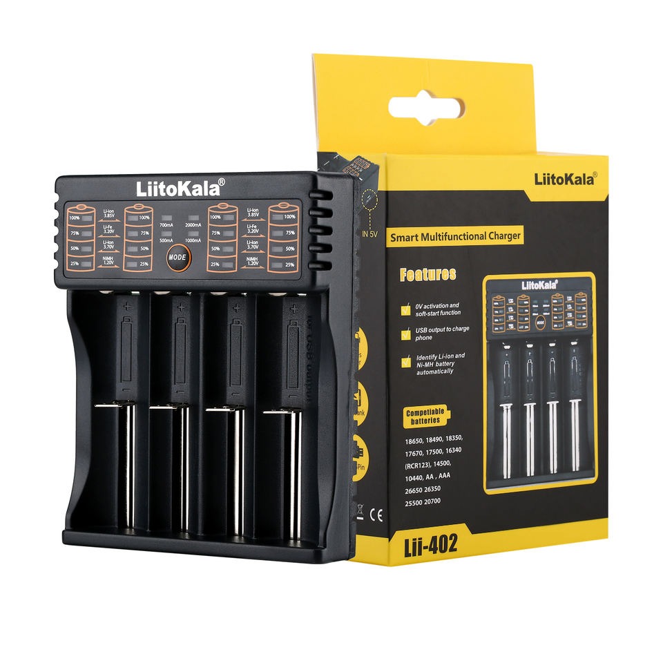 Picture of LiitoKala Lii-402 18650 Battery Charger For 26650 16340 RCR123 14500 LiFePO4 1.2V Ni-MH Ni-Cd Rechargeable Battery lii402 Picture of LiitoKala Lii-402 18650 Battery Charger For 26650 16340 RCR123 14500 LiFePO4 1.2V Ni-MH Ni-Cd Rechargeable Battery lii402