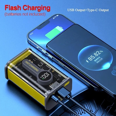 Picture of PD22.5W 4 battery Nothing Power Bank Case Transparent Power Bank Fast Charging External Battery for Mobile and others Battery Charger (Without Battery)