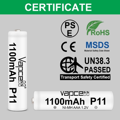 Picture of AAA Rechargeable Battery, Vapcell AAA Ni-Mh Battery 1.2V AAA NiMh Rechargeable Battery with 1200 Cycle for Flashlight Headlamp Camera- 2pcs AAA