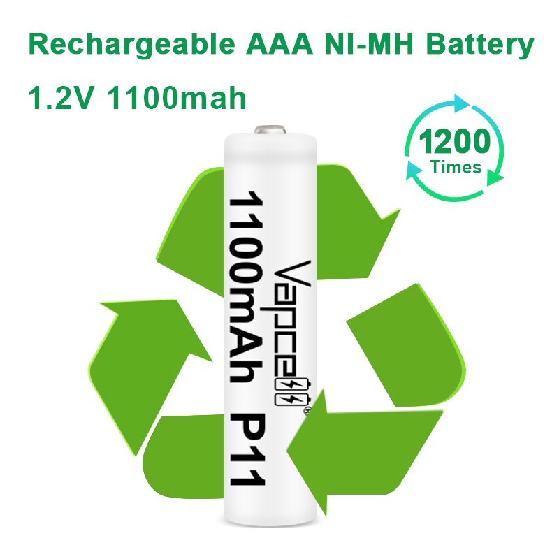 Picture of AAA Rechargeable Battery, Vapcell AAA Ni-Mh Battery 1.2V AAA NiMh Rechargeable Battery with 1200 Cycle for Flashlight Headlamp Camera- 2pcs AAA