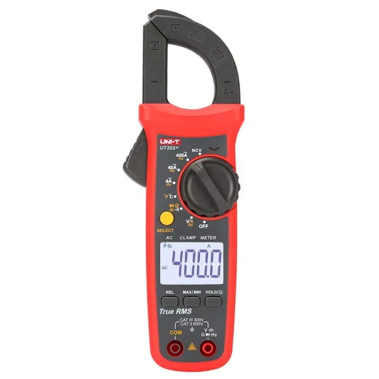 Picture of UNI-T UT202+ Digital True RMS Clamp Meter AC Current 400A, Voltage AC/DC 600V Voltage and Current Tester