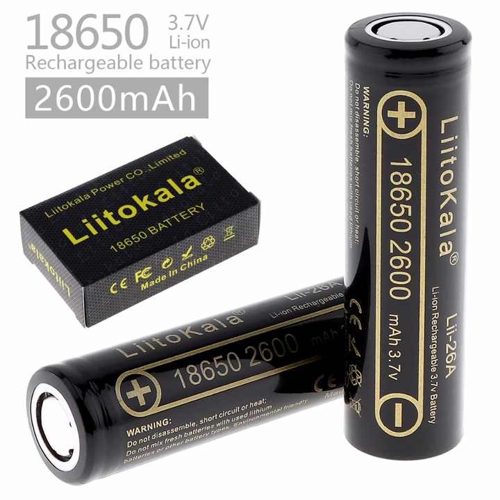 Picture of LiitoKala Lii-26A 18650 2600mAh 3.7V Rechargeable Li-ion Battery with Safety Relief Valve for Flashlights / Headlamps- 2pcs