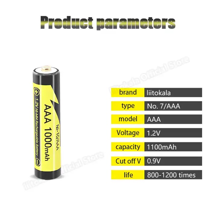 Picture of LiitoKala AAA 1000MAH/AA 1000MAH NiMH 1.2V Rechargeable Battery Suitable for Toys Mice,with 2PC AAA Battery