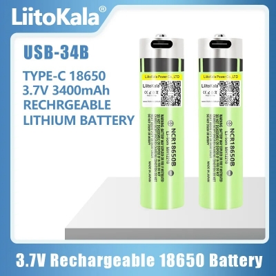 Picture of 2PCS LiitoKala USB-34B Type-C 18650 3.7V 3400mAh USB Rechargeable Li-ion Battery for Flashlight Electric Mouse Toy Battery