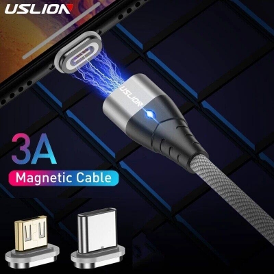 Picture of USLION 1M ( Micro USB ) Magnetic Fast Charging & Data Cable, USLION Magnetic Phone Cable for Micro USB Phone- Black - Cable Protector Micro USB