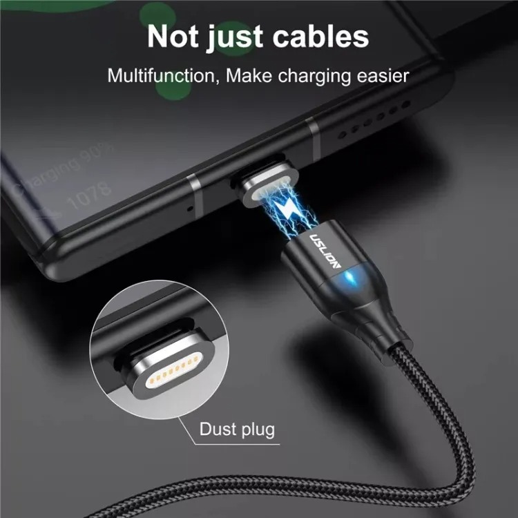Picture of USLION 1M ( Micro USB ) Magnetic Fast Charging & Data Cable, USLION Magnetic Phone Cable for Micro USB Phone- Black - Cable Protector Micro USB