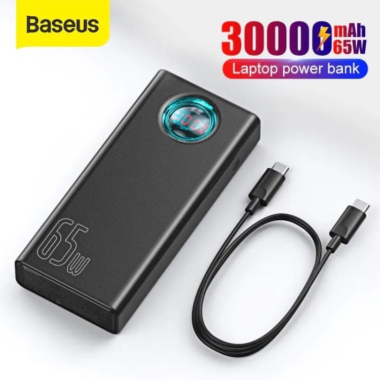 Picture of Baseus Portable Laptop Charger, Baseus 30000mAh Power Bank 65W Fast Charging USB C Battery PD 3.0 7-Port Battery Bank for All laptops & Phone Amblight 30000mAh 33W power bank PD3.0 QC3.0 4x USB / 1x USB Type C (PPLG-01)- READY ELECTRONICS
