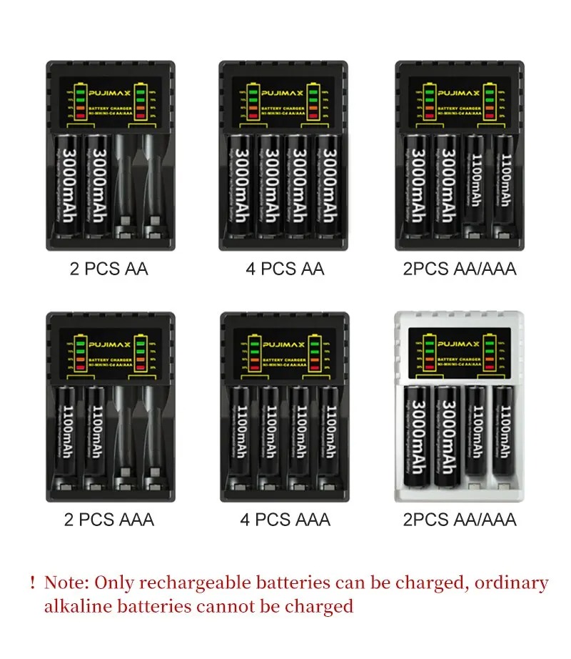 Picture of 4 Slots Intelligent Ni-Mh Battery Charger for Rechargeable 1.2V AA Ni-MH Battery with USB Output Power and LED Display
