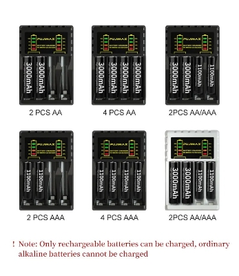 Picture of 4 Slots Intelligent Ni-Mh Battery Charger for Rechargeable 1.2V AA Ni-MH Battery with USB Output Power and LED Display