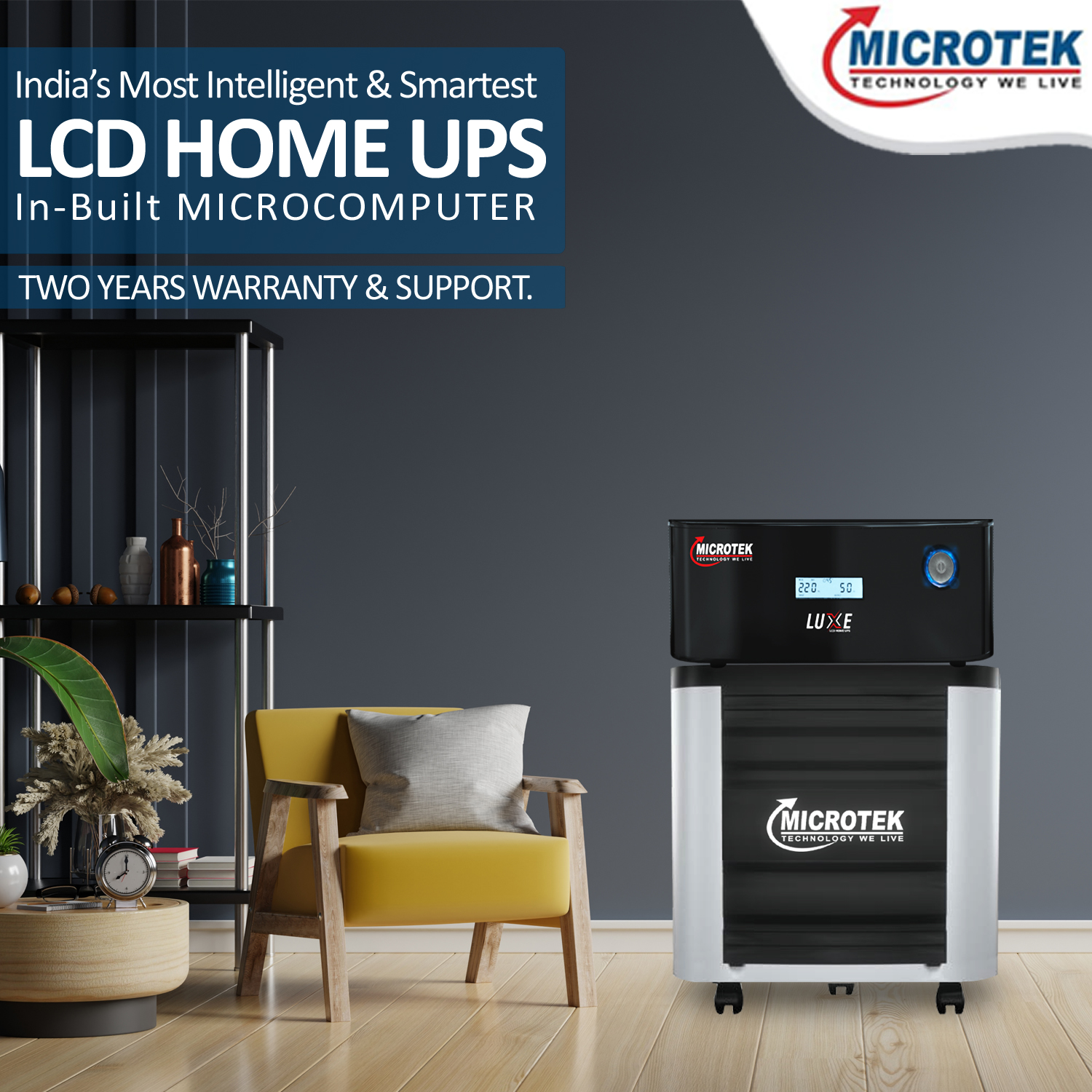 Picture of MICROTEK UPS LUXE SW 1000 (800VA-12V) IPS For Home use and other Purpose