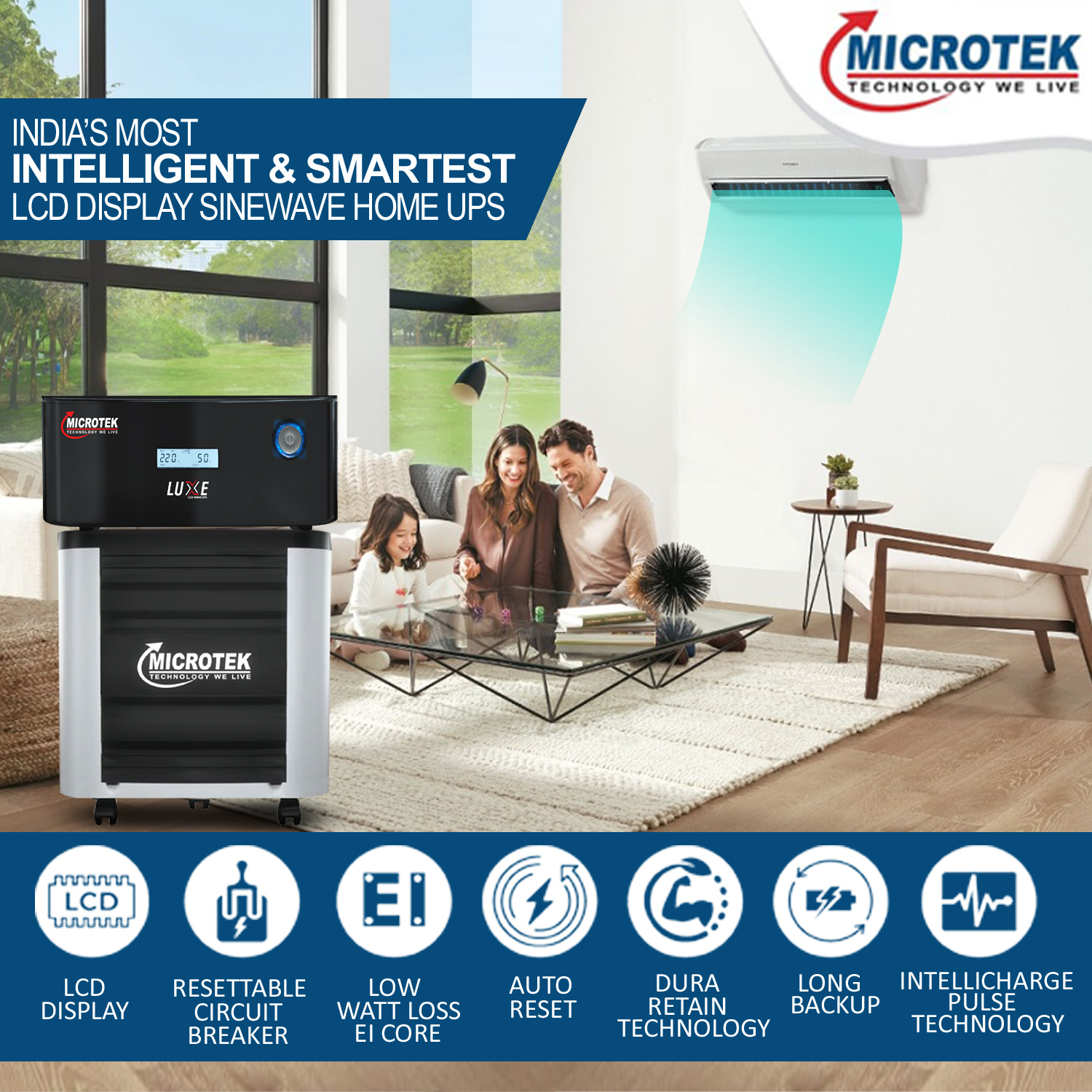 Picture of MICROTEK UPS LUXE SW 1000 (800VA-12V) IPS For Home use and other Purpose