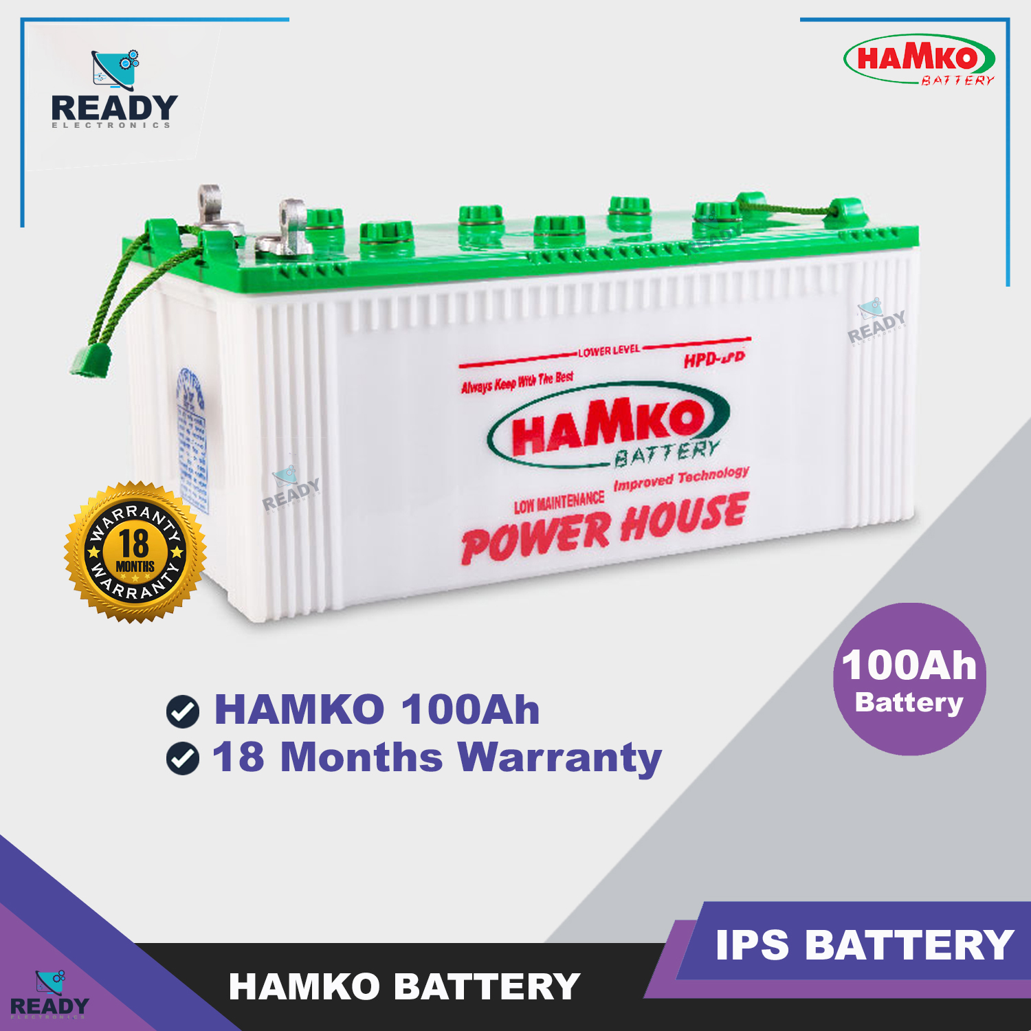 Picture of READY ELECTRONICS Presents IPS BATTERY 12V 100Ah HPD100