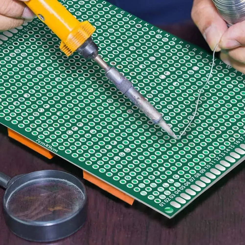 Picture of Double Sided PCB Board Prototype Kit 6 Sizes Universal Printed Circuit Protoboard for DIY Soldering Project- Selected one will be given