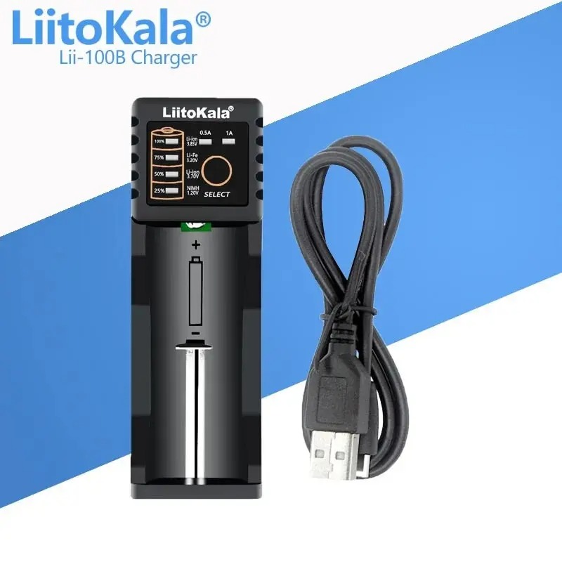 Picture of LiitoKala Lii-100B Lii-100 18650 Battery Charger For 26650 16340 RCR123 14500 LiFePO4 1.2V Ni-MH Ni-Cd Smart Charger 18650 Battery Charger Picture of LiitoKala Lii-100B Lii-100 18650 Battery Charger For 26650 16340 RCR123 14500 LiFePO4 1.2V Ni-MH Ni-Cd Smart Charger 18650 Battery Charger