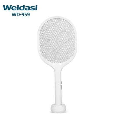 Picture of READY ELECTRONICS Presents Weidasi WD-959 Mosquito Bat Rechargeable with Lure Light Insect bugs Lamp Stand Holder USB Charging Cable Included Electric Swatter Lithium Ion Battery WD 959