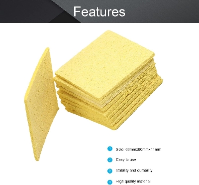 Picture of 2pcs Soldering Sponge 60mm x 60mm for Iron Tips, Soldering Iron Cleaning Sponge Solder Tip Welding Clean Pads, Yellow Square Picture of 2pcs Soldering Sponge 60mm x 60mm for Iron Tips, Soldering Iron Cleaning Sponge Solder Tip Welding Clean Pads, Yellow Square